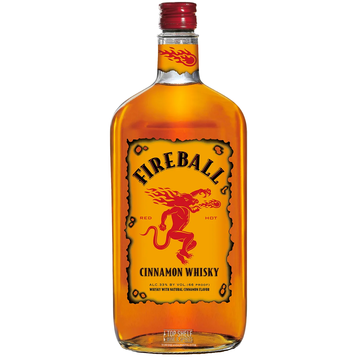 Fireball Cinnamon Whisky Bottle Clipart Design with Fiery Red Dragon
