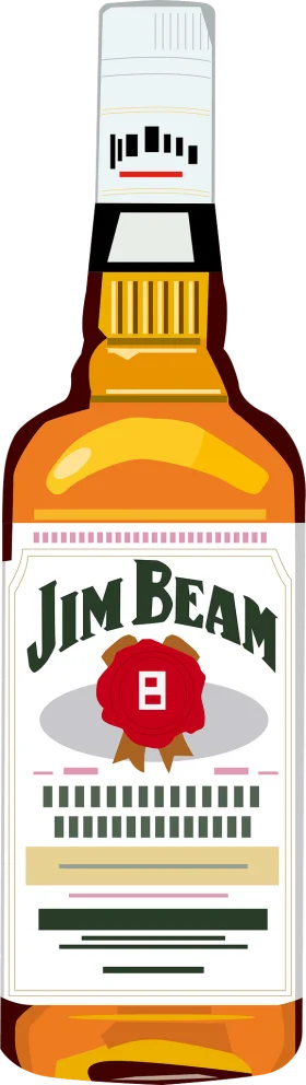 Jim Beam Bourbon Whiskey Bottle Clipart Illustration with Classic Design