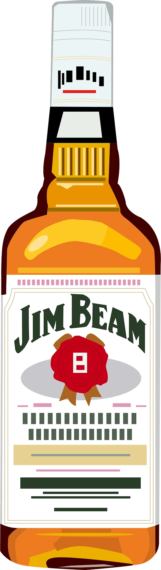 Jim Beam Bourbon Whiskey Bottle Clipart Illustration with Classic Design