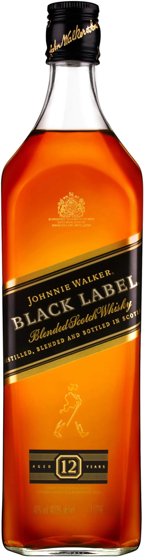 Johnnie Walker Black Label 12 Year Scotch Whisky Bottle Clipart Design