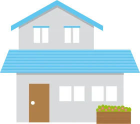 Simple Two-Story Residential House Clipart with Soft Color Palette