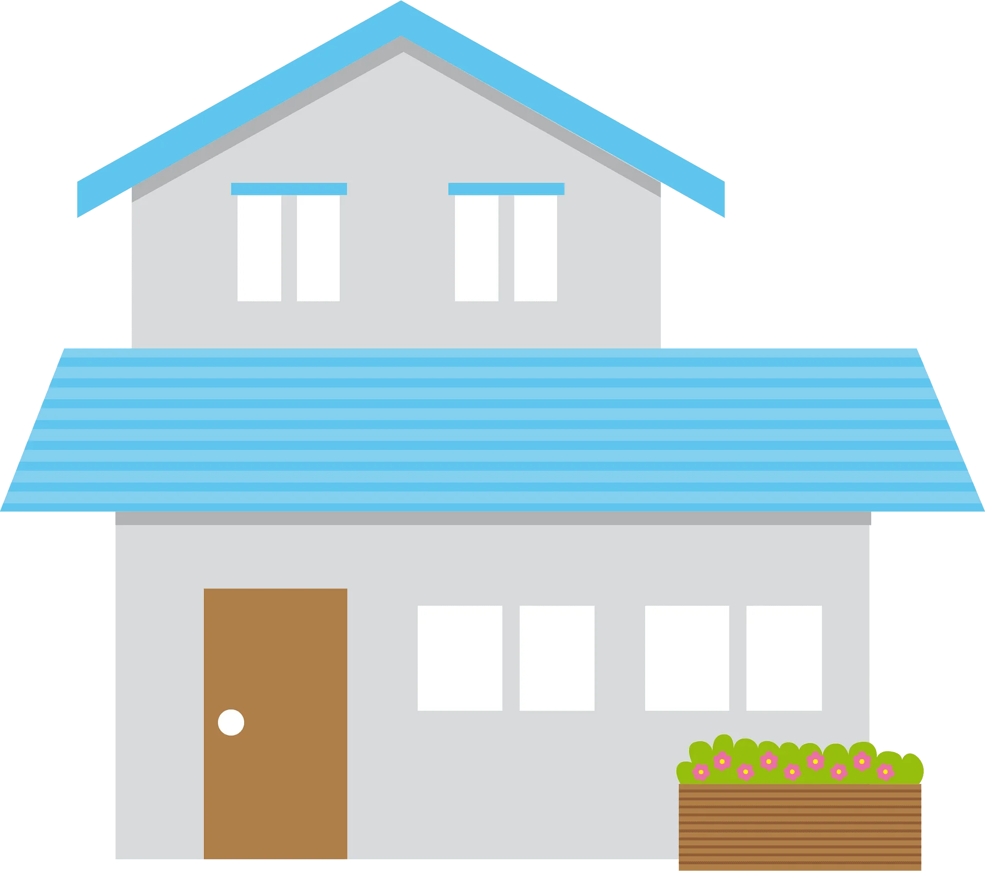 Simple Two-Story Residential House Clipart with Soft Color Palette