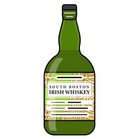 South Boston Irish Whiskey Vintage-Style Green Glass Bottle Clipart Design