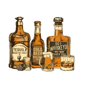 Vintage Alcohol Bottles Clipart: Nostalgic Spirits and Beverages Illustration Design