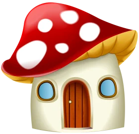 Whimsical Mushroom House Clipart: Fairy Tale Dwelling with Charming Details