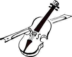 Classic Monochrome Violin Artistic Line Drawing Clipart Illustration