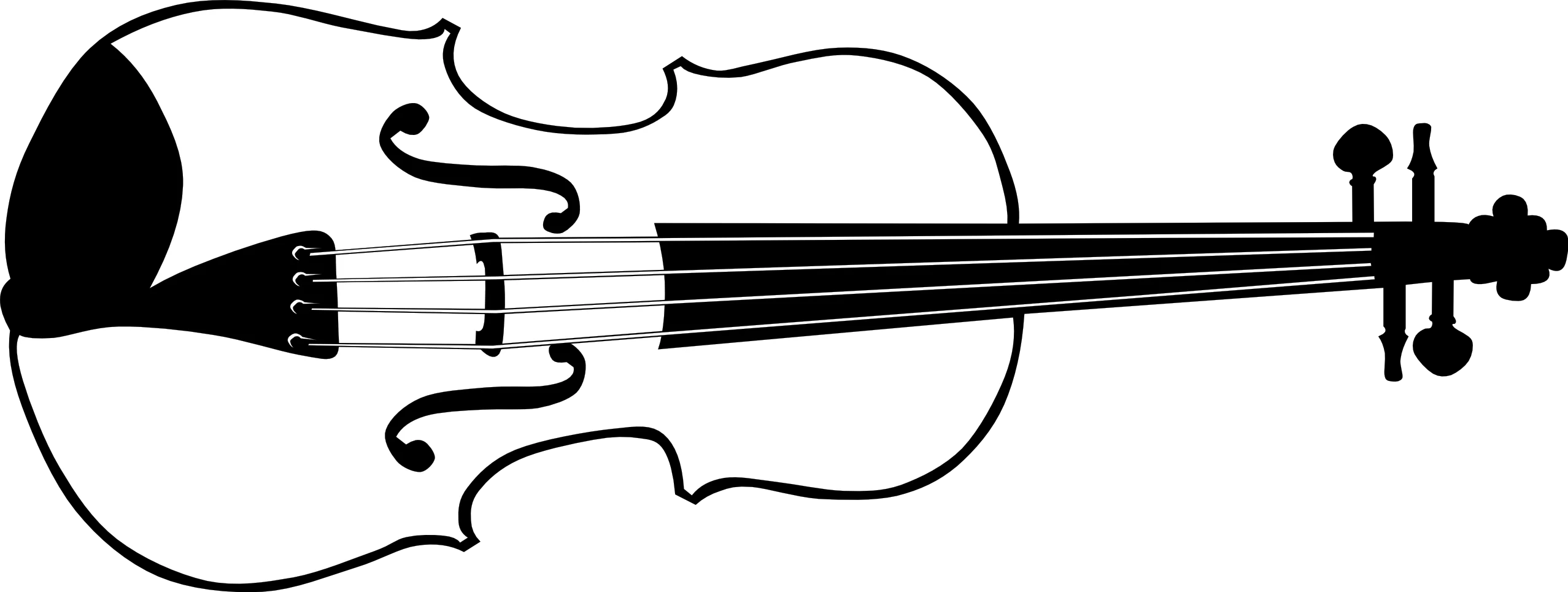 Classic Monochrome Violin Musical Instrument Line Art Clipart Design