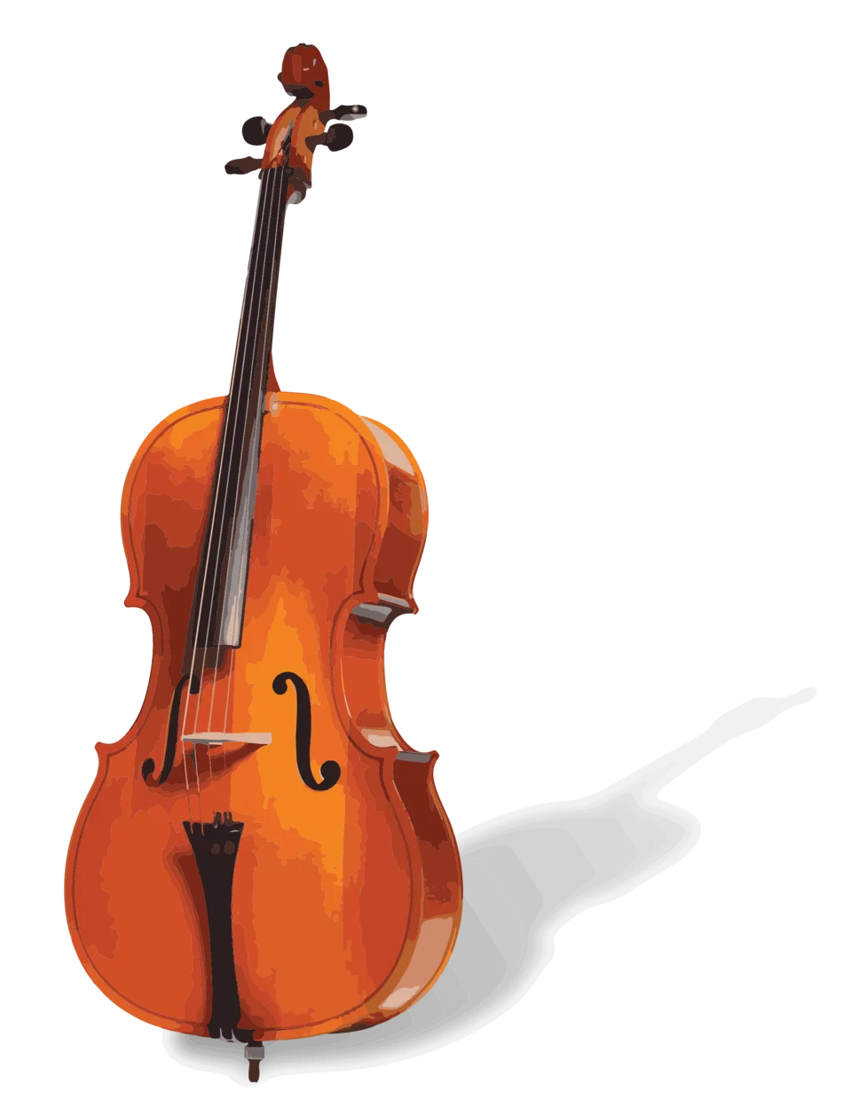 Classic Wooden Cello Instrument Detailed Realistic Clipart Illustration