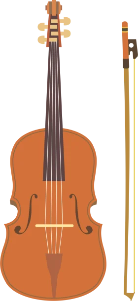 Classic Wooden Violin Clipart: Elegant Musical Instrument Illustration with Bow
