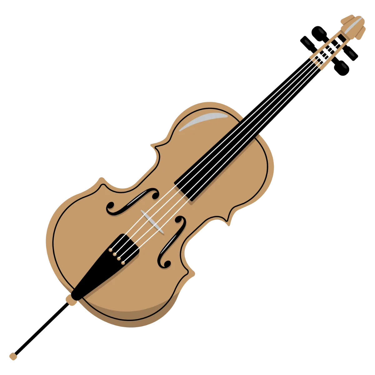 Classic Wooden Violin Clipart Illustration - Elegant Stringed Musical Instrument Design