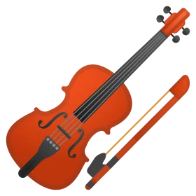 Classic Wooden Violin Clipart Illustration with Bow and Musical Details