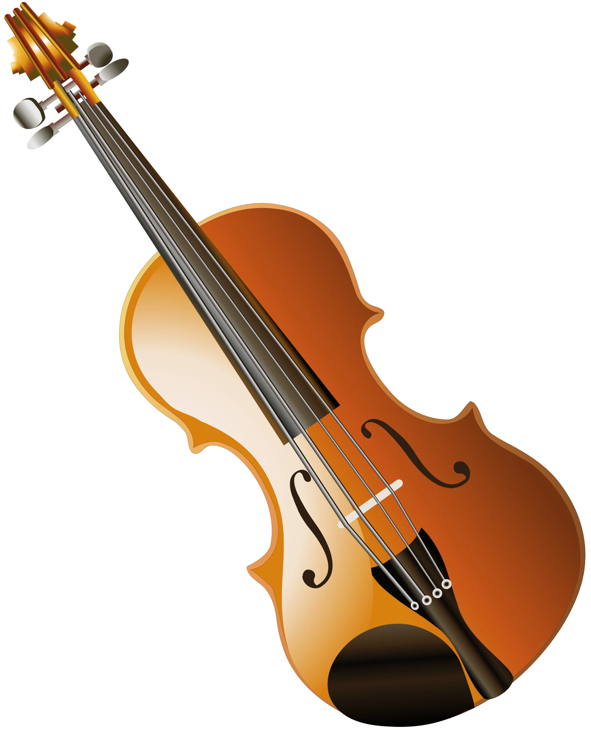 Classic Wooden Violin Clipart Illustration with Elegant Curves and Warm Tones