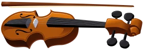 Classic Wooden Violin Clipart with Bow and Scroll Details Elegant Musical Instrument Illustration