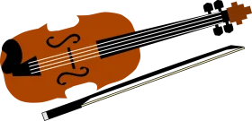 Classic Wooden Violin Musical Instrument Artistic Clipart Illustration Design