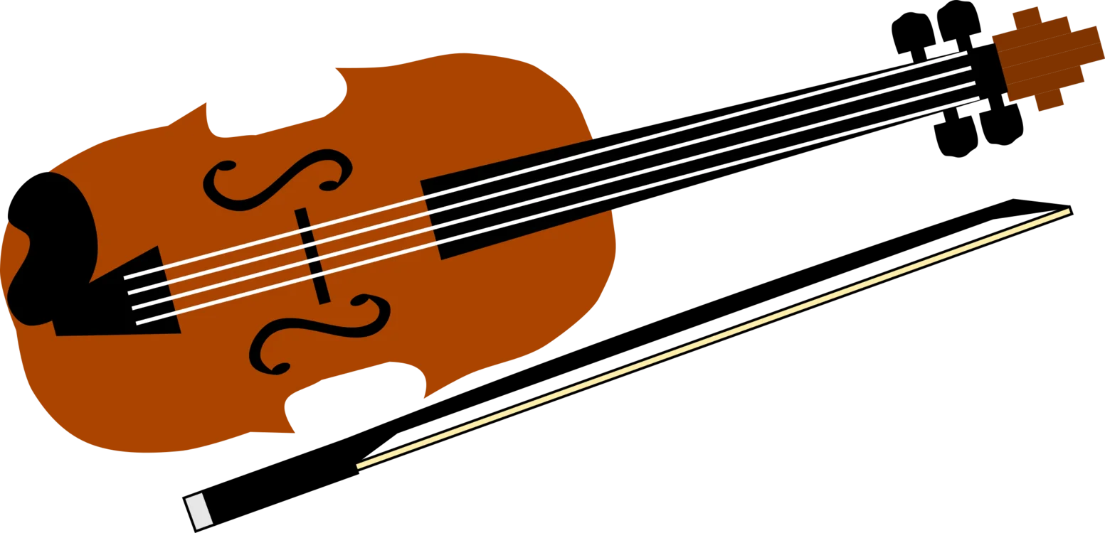 Classic Wooden Violin Musical Instrument Artistic Clipart Illustration Design