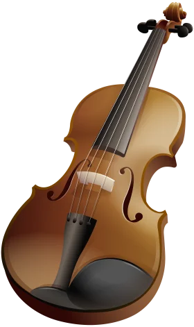Elegant Wooden Acoustic Violin Clipart with Warm Golden-Brown Tones