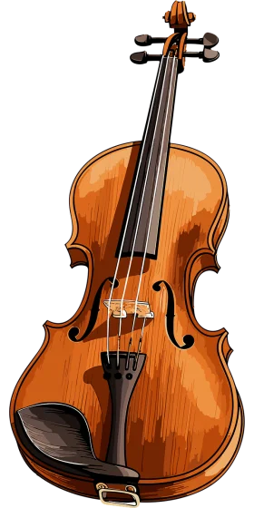 Elegant Wooden Classical Violin Clipart with Warm Golden-Brown Tones
