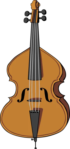 Elegant Wooden Double Bass or Upright Bass Musical Instrument Clipart Design