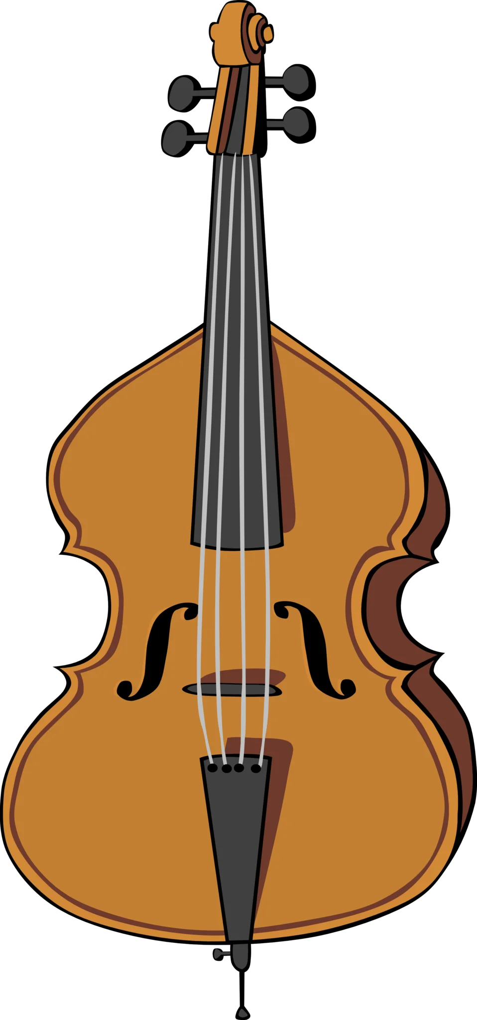 Elegant Wooden Double Bass or Upright Bass Musical Instrument Clipart Design