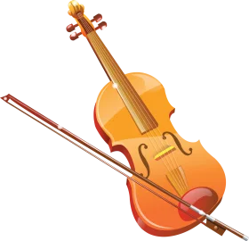 Elegant Wooden Violin Clipart Illustration with Warm Amber Tones