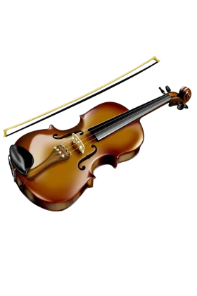 Elegant Wooden Violin Clipart with Bow - Classic Musical Instrument Illustration