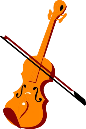 Stylized Orange Violin Clipart with Dynamic Bow Illustration