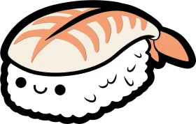 Adorable Kawaii Salmon Nigiri Sushi Clipart with Cute Cartoon Expression