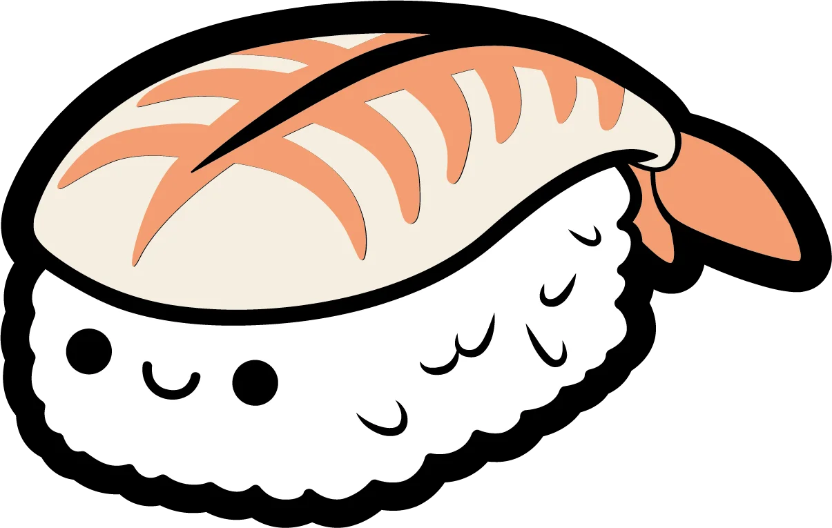 Adorable Kawaii Salmon Nigiri Sushi Clipart with Cute Cartoon Expression