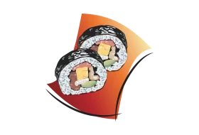 Artistic Rolled Sushi Maki Clipart Design with Warm Color Palette