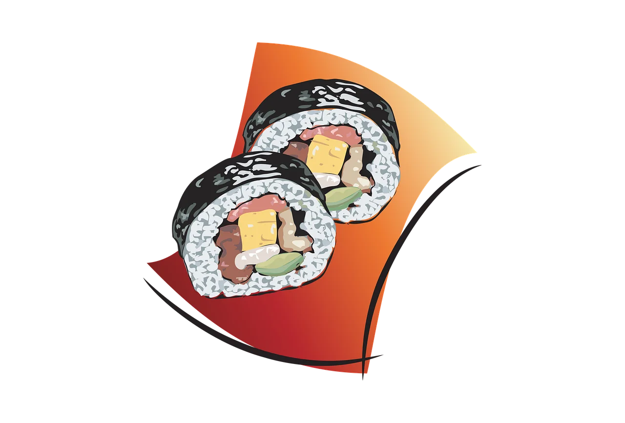 Artistic Rolled Sushi Maki Clipart Design with Warm Color Palette
