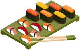 Artistic Sushi Platter Clipart: A Delightful Japanese Culinary Illustration