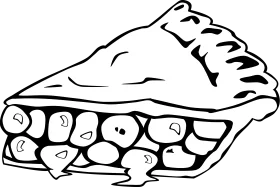 Black and White Slice of Classic Homemade Berry Pie Clipart Sketch