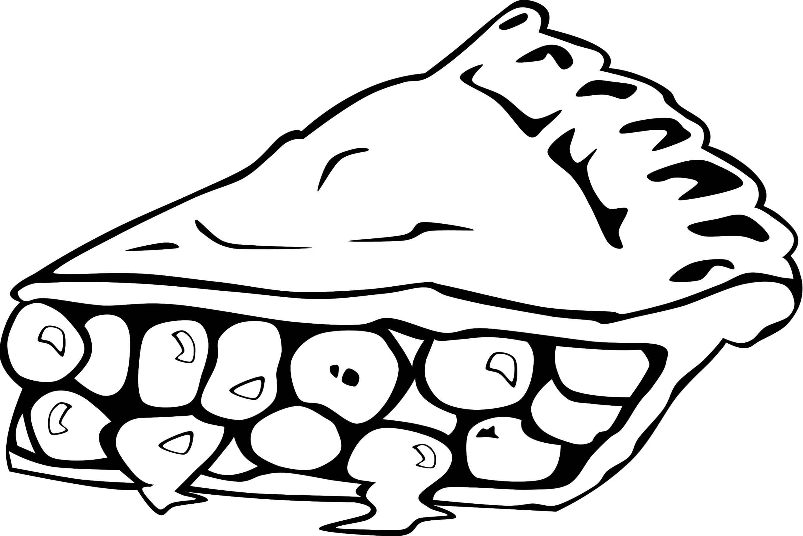 Black and White Slice of Classic Homemade Berry Pie Clipart Sketch