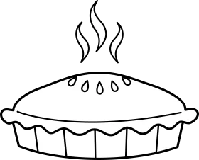 Classic Black and White Homemade Steaming Pie Clipart Illustration Design