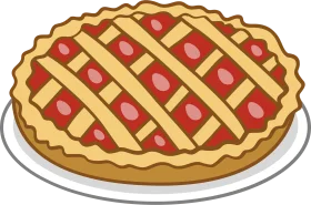 Classic Cherry Lattice-Top Pie Clipart with Delightful Woven Pastry Design