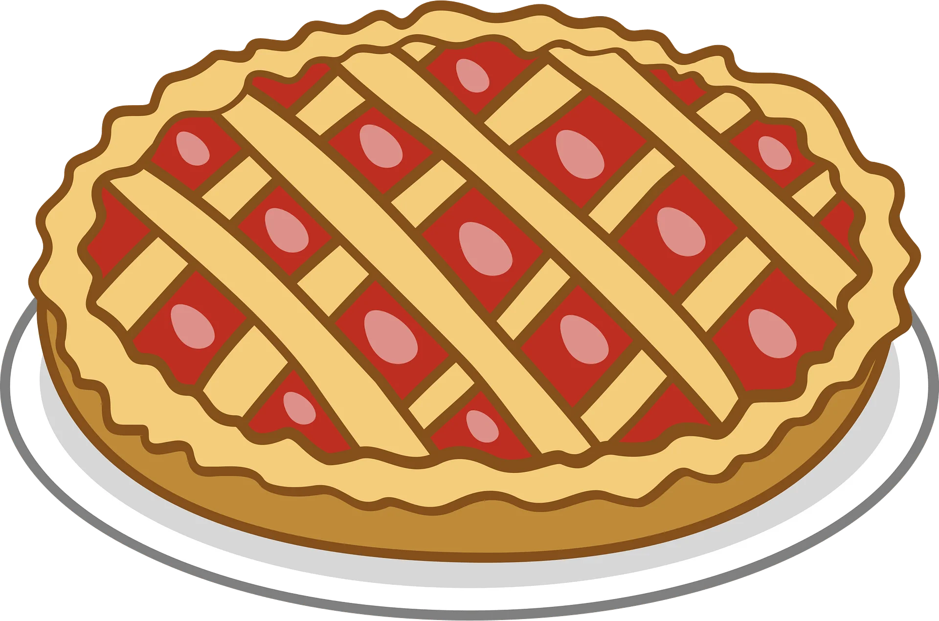 Classic Cherry Lattice-Top Pie Clipart with Delightful Woven Pastry Design