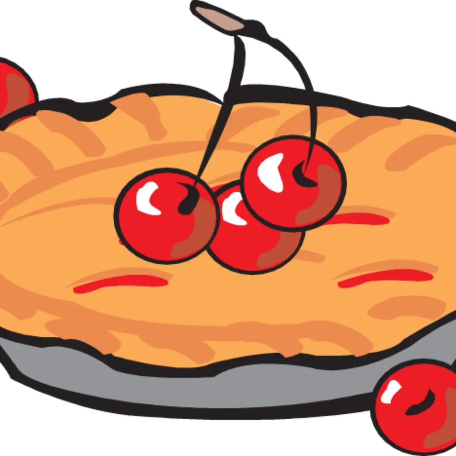 Classic Cherry Pie Clipart with Glossy Red Cherries and Golden Crust