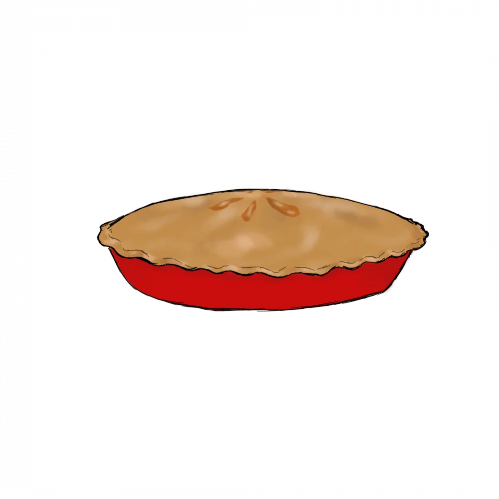Classic Crimson-Edged Golden Pie Clipart Illustration with Rustic Charm