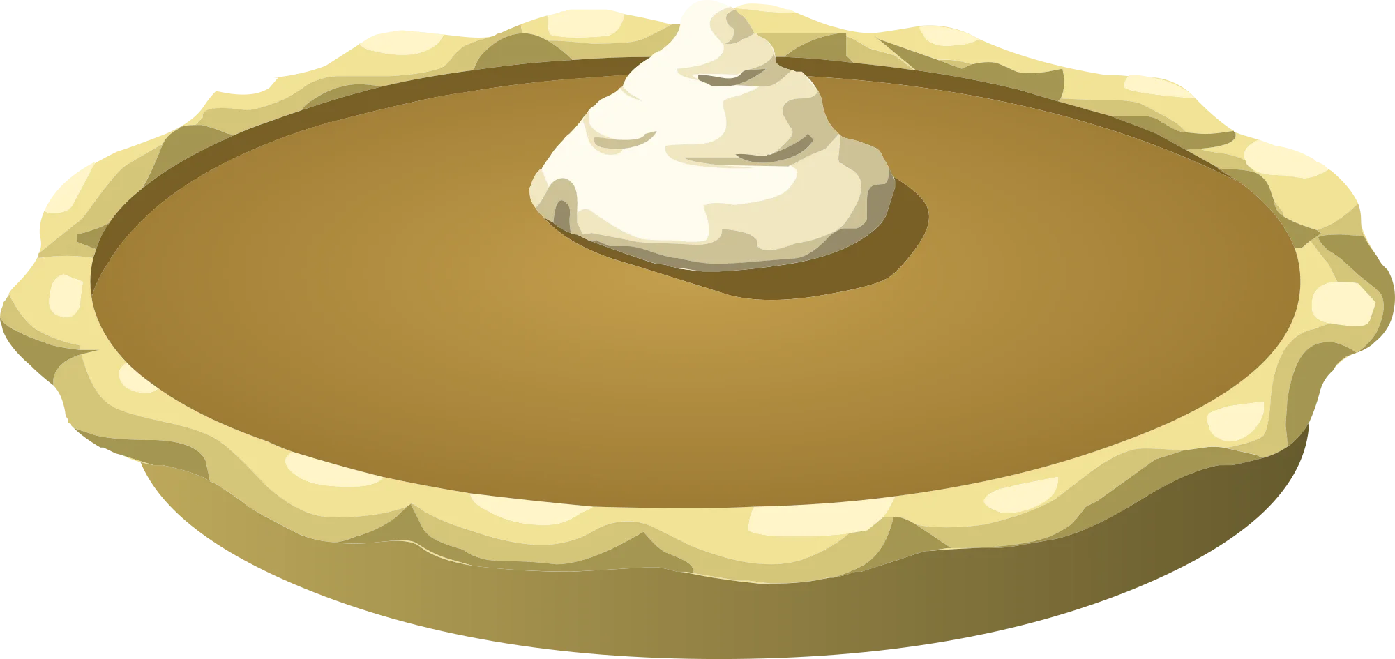 Classic Homestyle Pumpkin Pie Clipart with Whipped Cream Topping