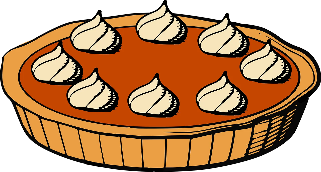 Classic Pumpkin Pie Clipart with Whipped Cream Swirls on Golden Crust