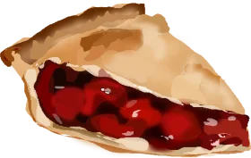 Delectable Cherry Pie Slice Clipart with Glossy Red Filling and Golden Crust