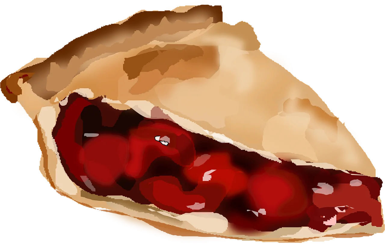 Delectable Cherry Pie Slice Clipart with Glossy Red Filling and Golden Crust