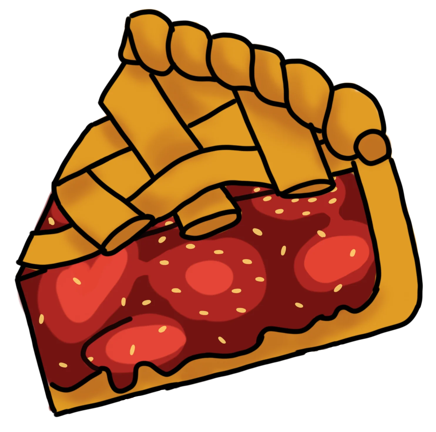 Delectable Cherry Pie Slice Clipart with Golden Lattice Crust Design