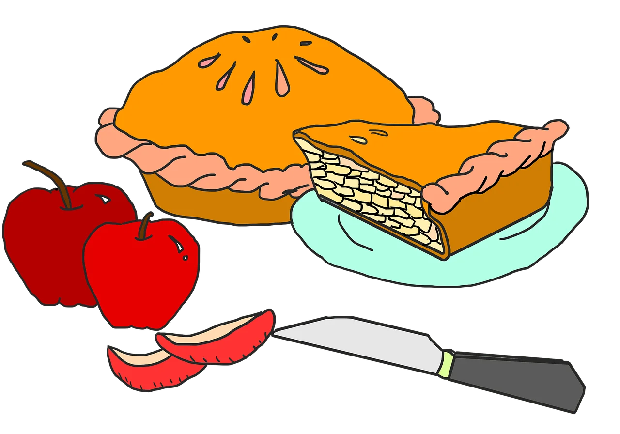 Delightful Apple Pie Clipart with Fresh Apples and Slice on Plate