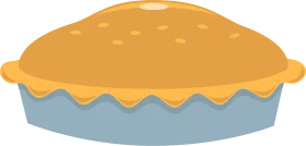 Delightful Golden-Topped Pie Clipart Illustration with Gentle Blue Base