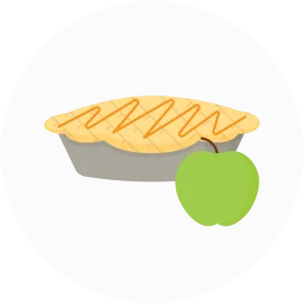 Delightful Green Apple and Golden Pie Slice Clipart Illustration