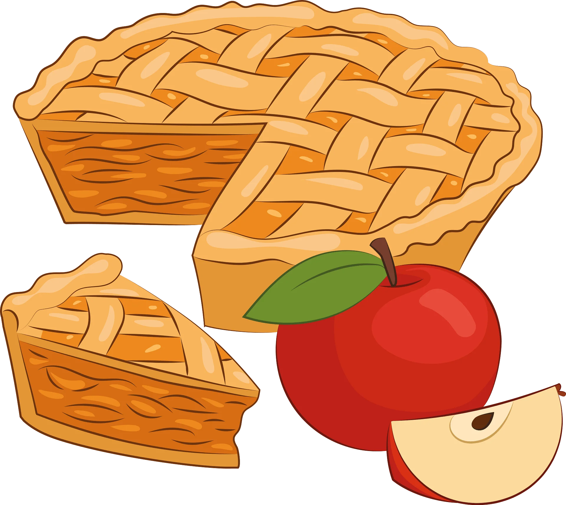 Delightful Homemade Apple Pie Clipart with Lattice Crust and Fresh Fruit