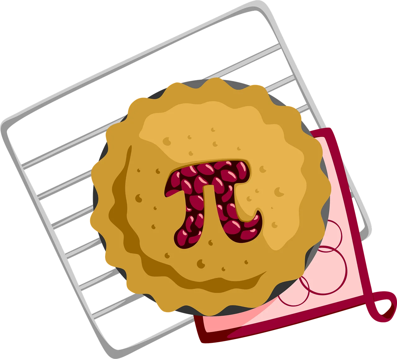 Delightful Mathematical Pi Symbol Baked into a Golden Pie Clipart Illustration