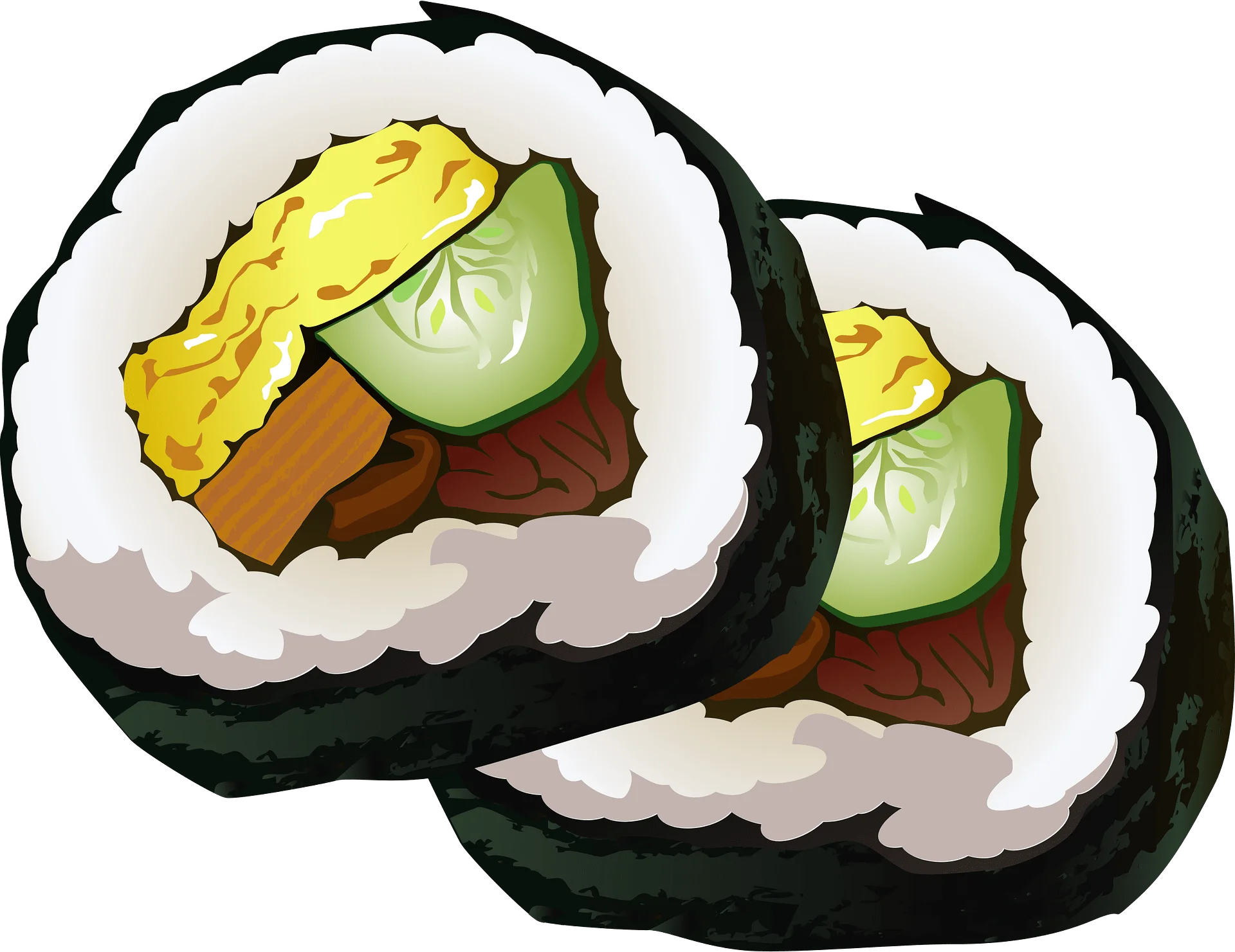 Delightful Sushi Roll Clipart Illustration with Cucumber and Rice Details
