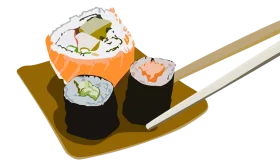 Delightful Sushi Rolls Clipart: Salmon and Nori Maki Artistic Illustration